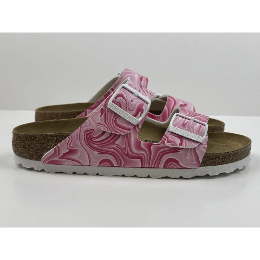 Birkenstock Arizona Birko-Flor Sandals Wmns Size 7 - 38 Twirl Fuchsia Tulip Pink